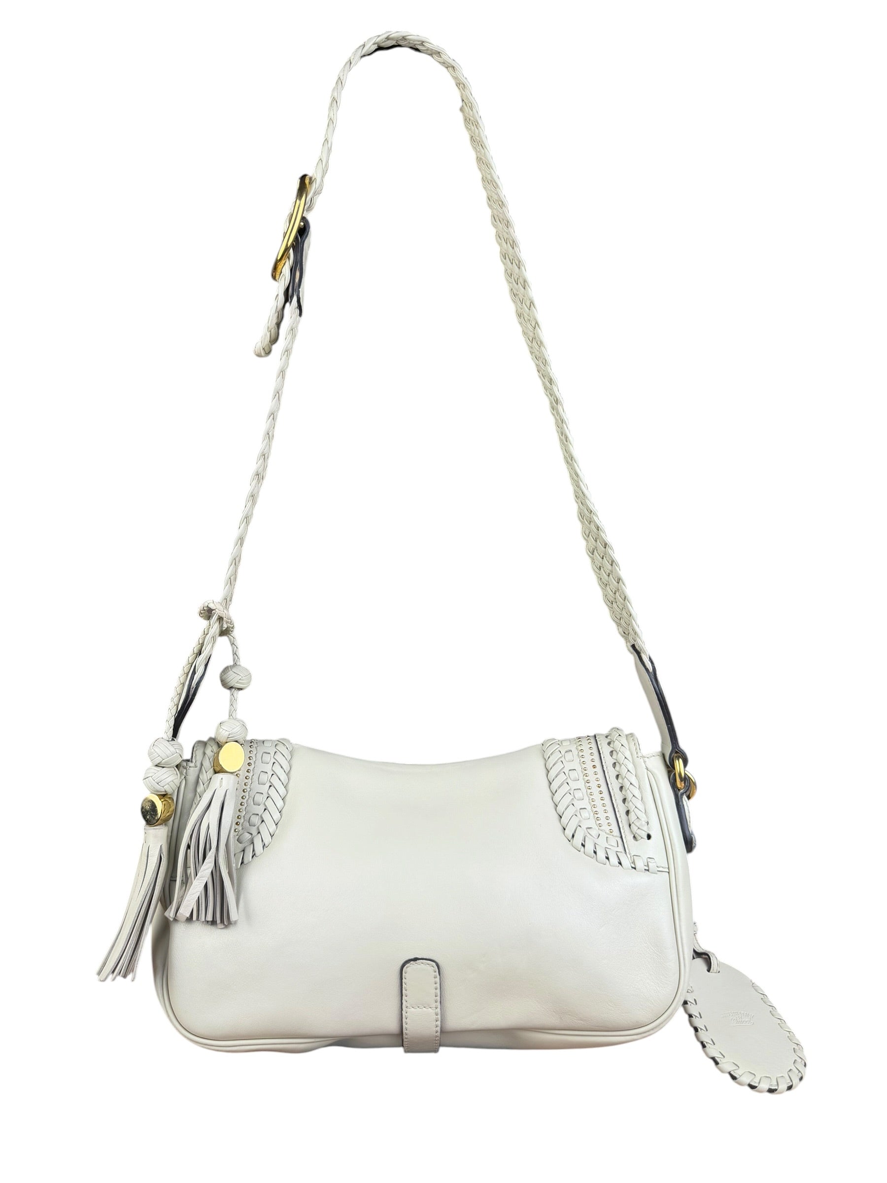 Gucci Limited Edition White Leather Marrakech Satchel Shoulder Bag