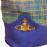 Vivienne Westwood Blue/Green Woven Plaid Saturn Shoulder Bag