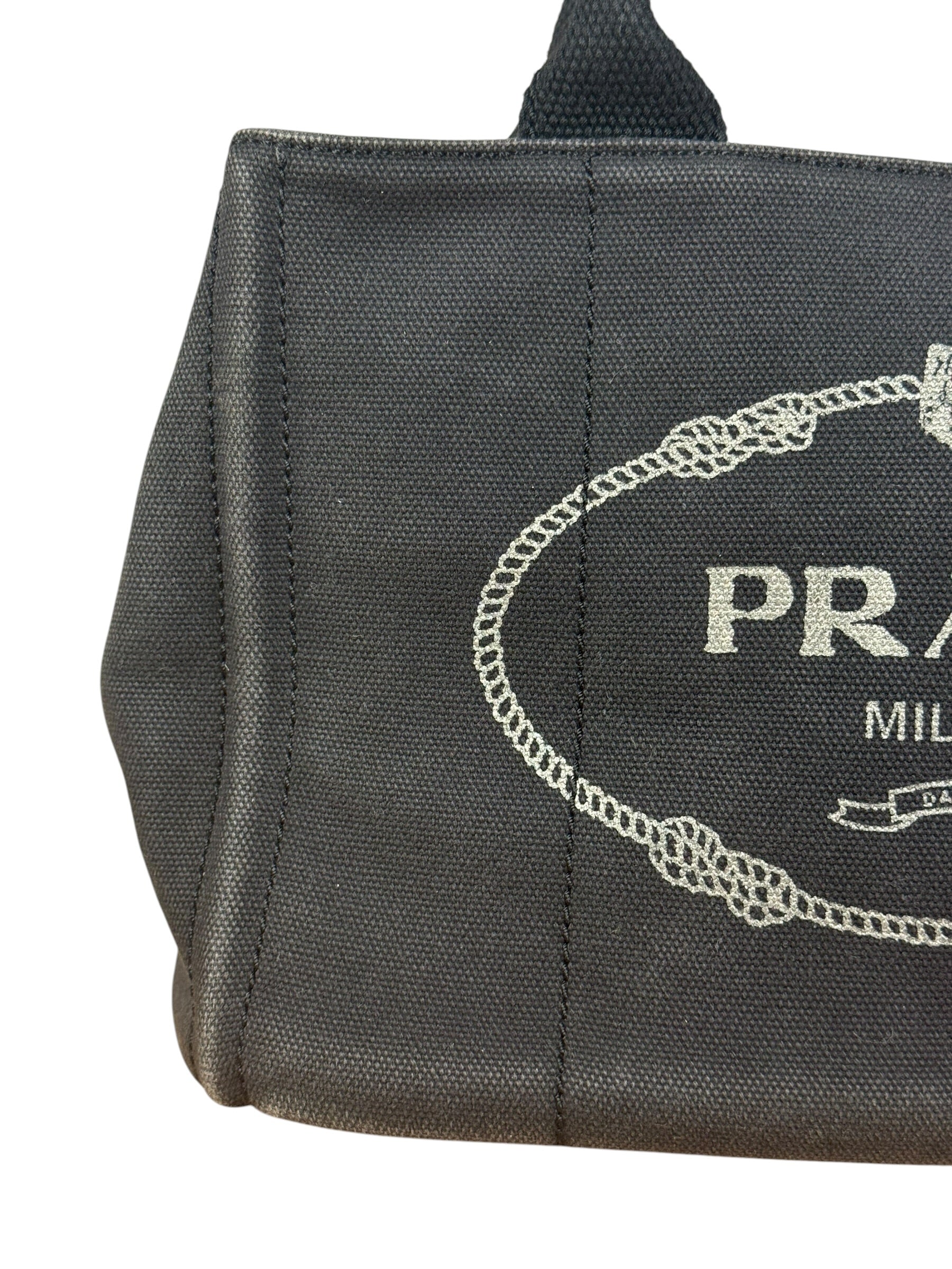 Prada Vintage Black Canvas Canapa Tote