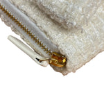 Chanel White Tweed Quilted Bow Wallet On Chain
