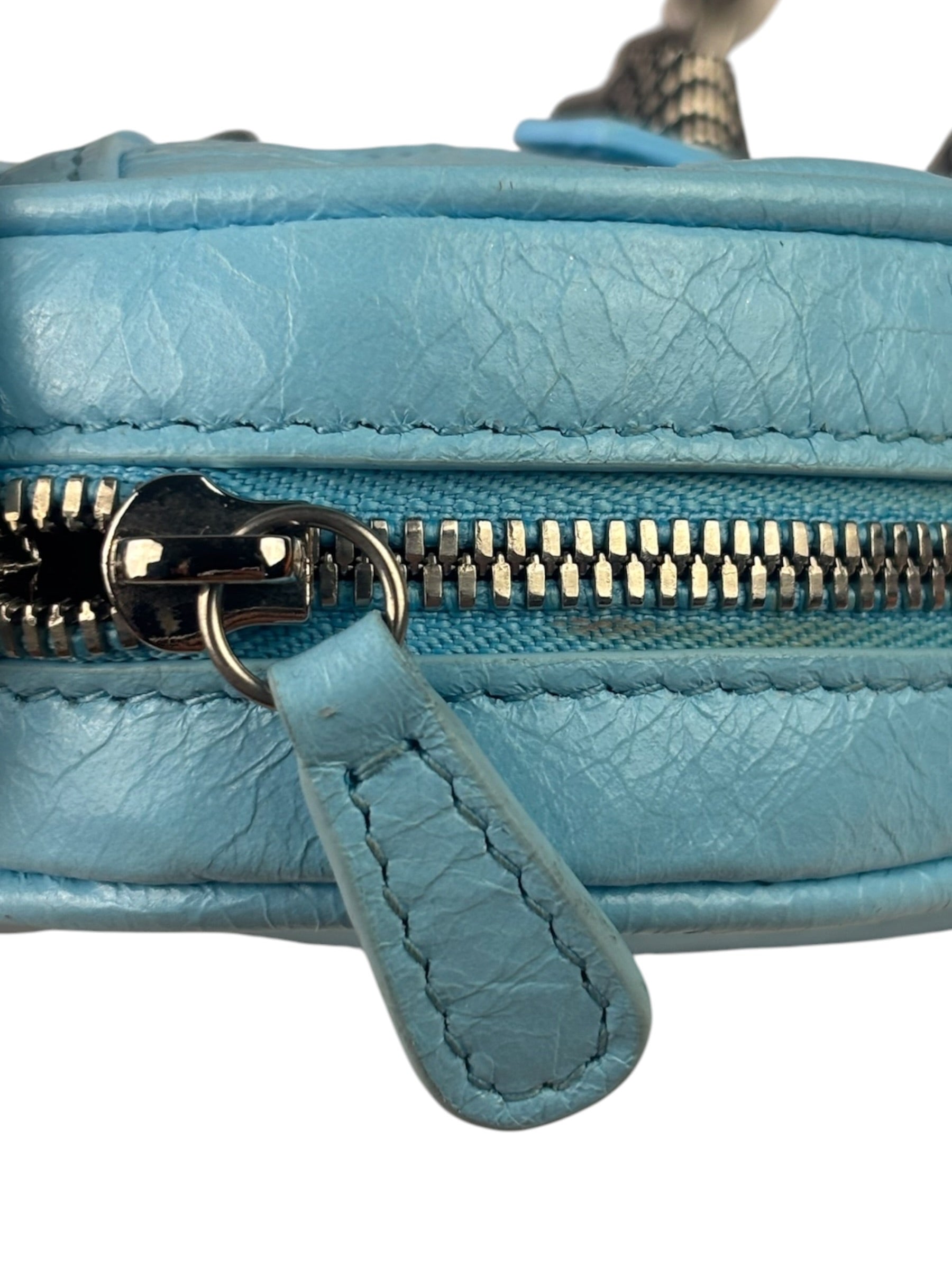 Balenciaga Blue Leather Le Cagole Mini Heart Crossbody