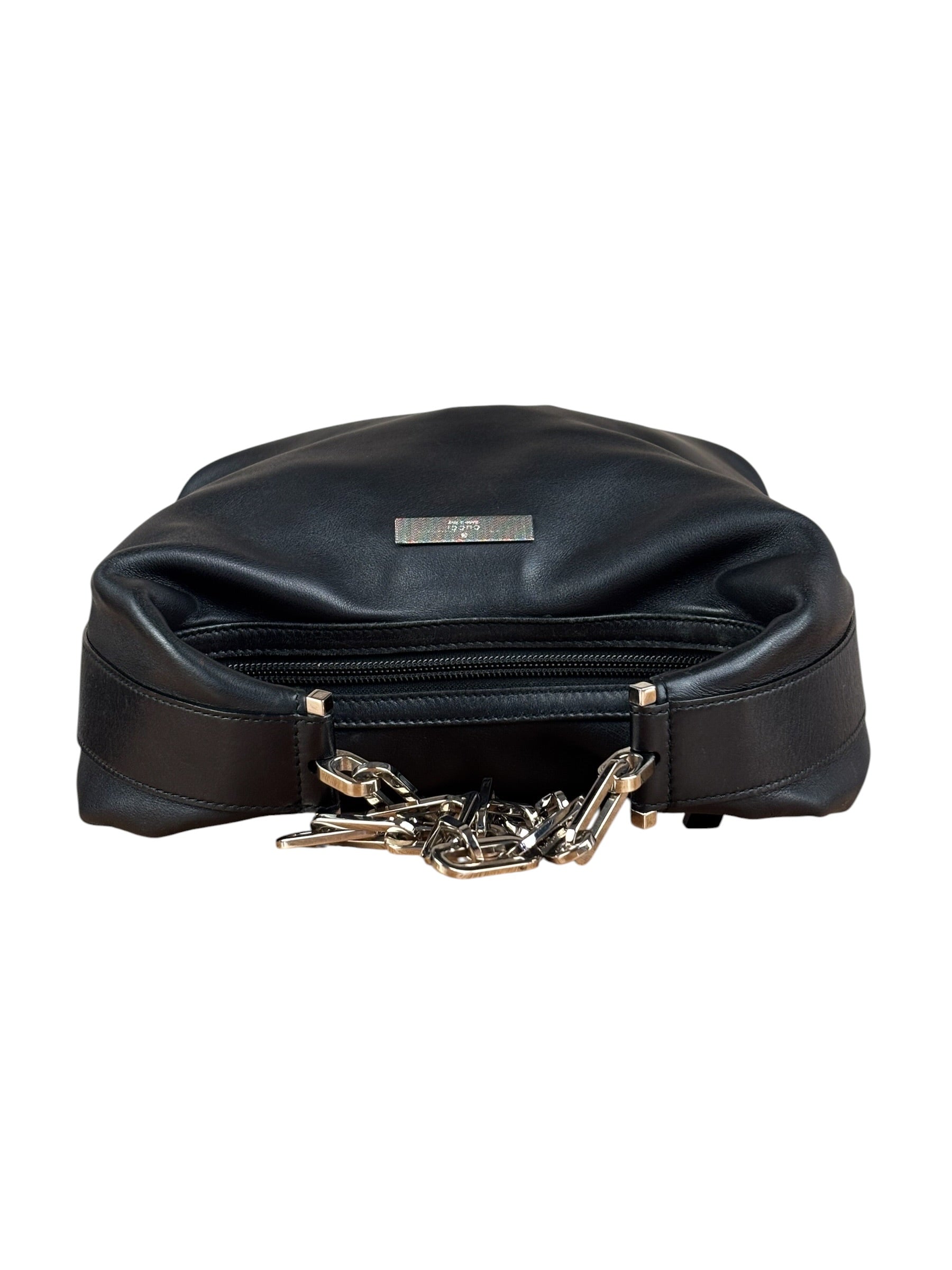 Gucci Black Leather Chain Hobo Bag