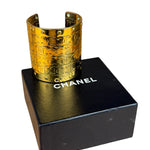 Chanel Vintage Gold CC Print Cuff Bracelet