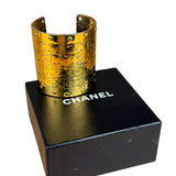 Chanel Vintage Gold CC Print Cuff Bracelet