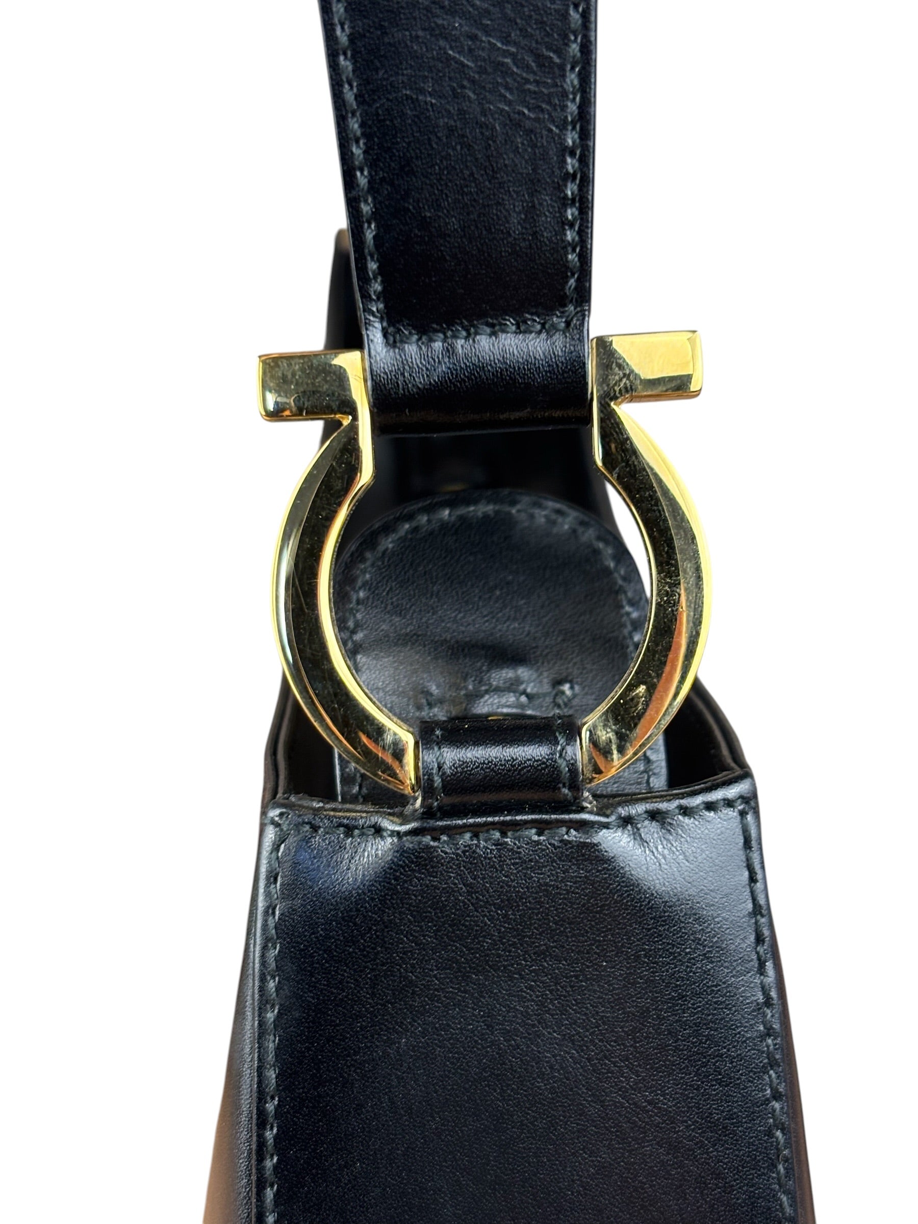 Salvatore Ferragamo Black Leather Hobo Bag