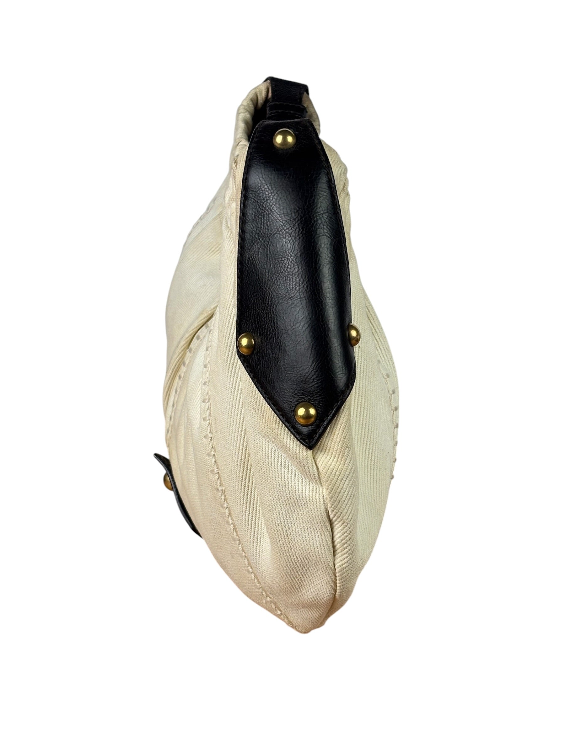 Saint Laurent White Canvas Mombasa Hobo Bag