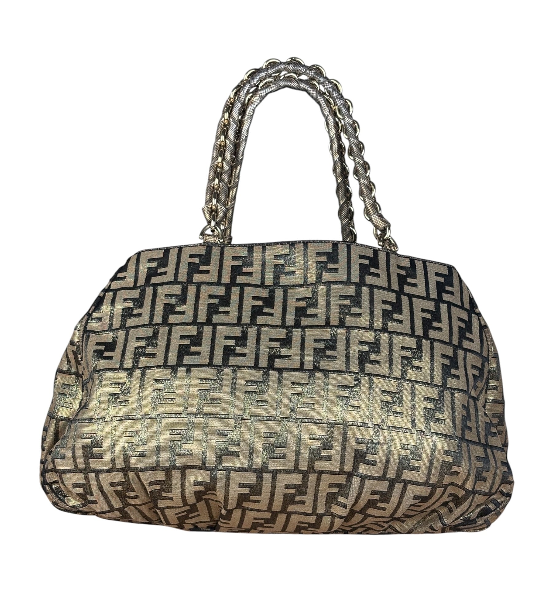 Fendi Vintage Gold Shimmer Zucca Shoulder Bag