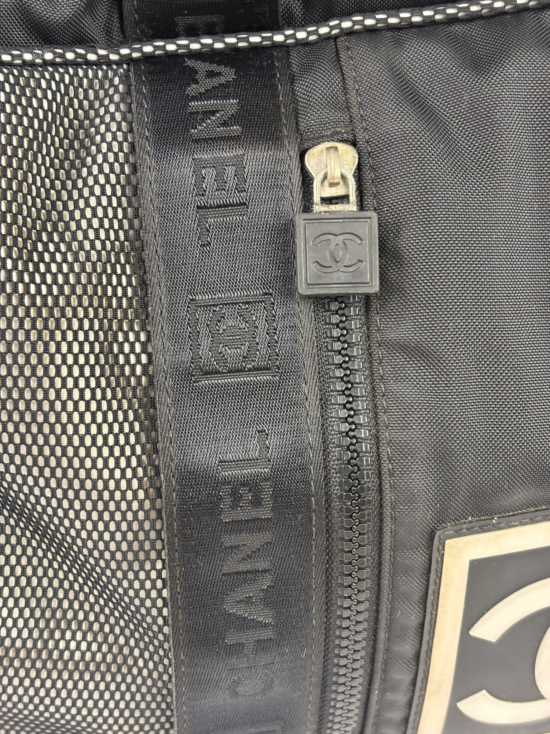 Chanel Black NylonSport Line Duffle Mesh Large Bag 2000's