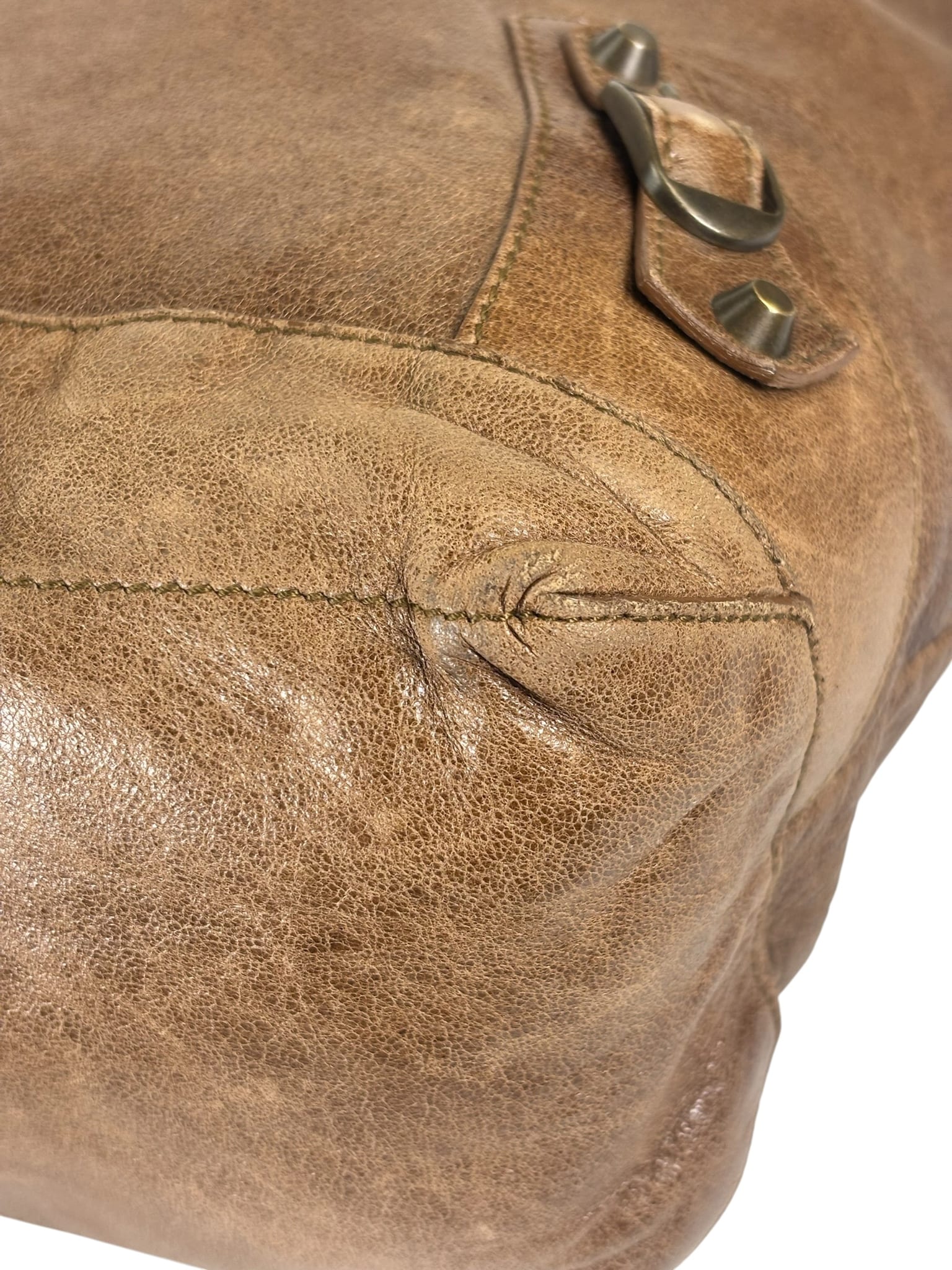 Balenciaga Brown Lambskin Day Moto Hobo Bag