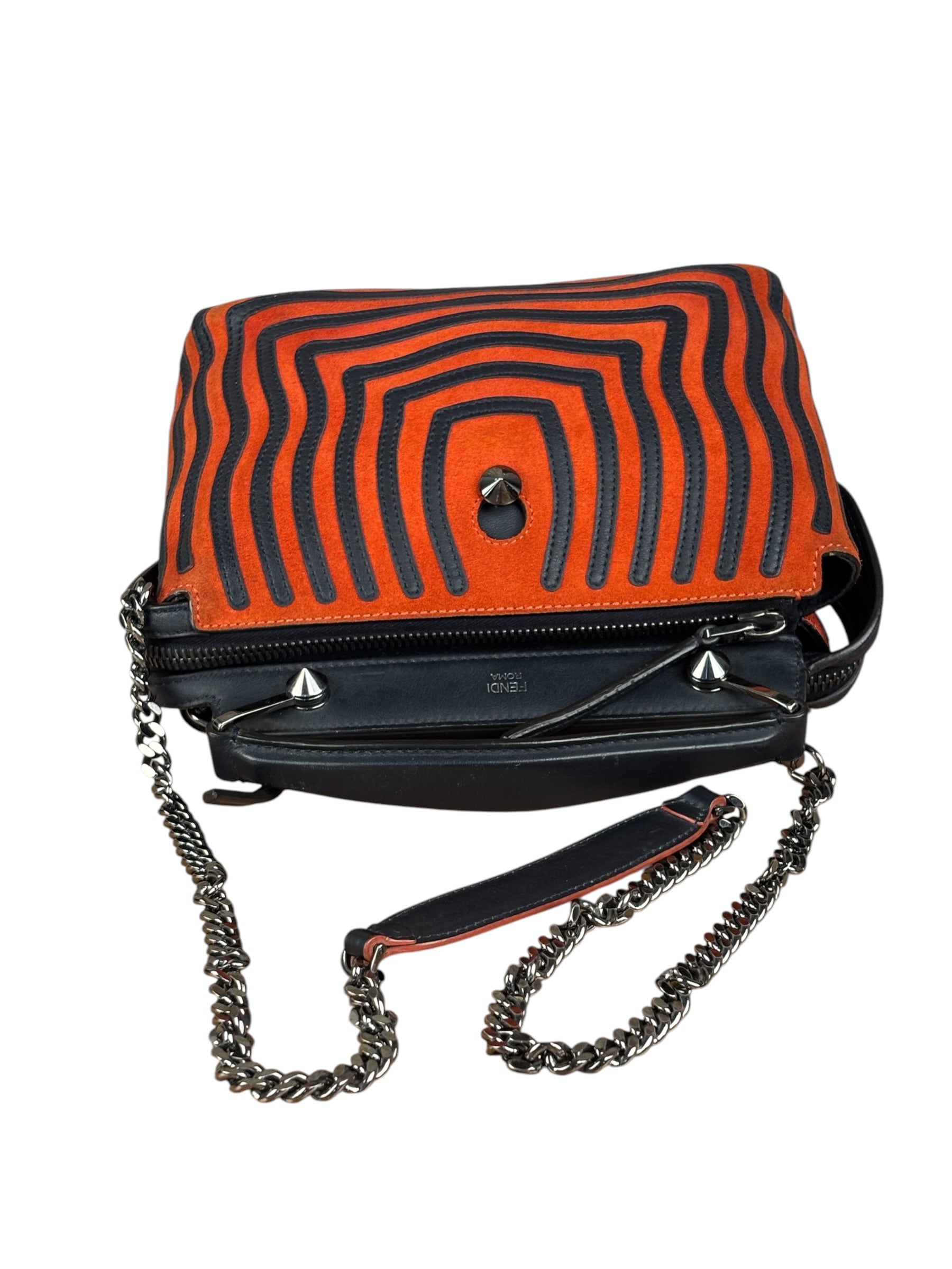 Fendi DotCom Click Striped Hypnotic Suede 2 Way