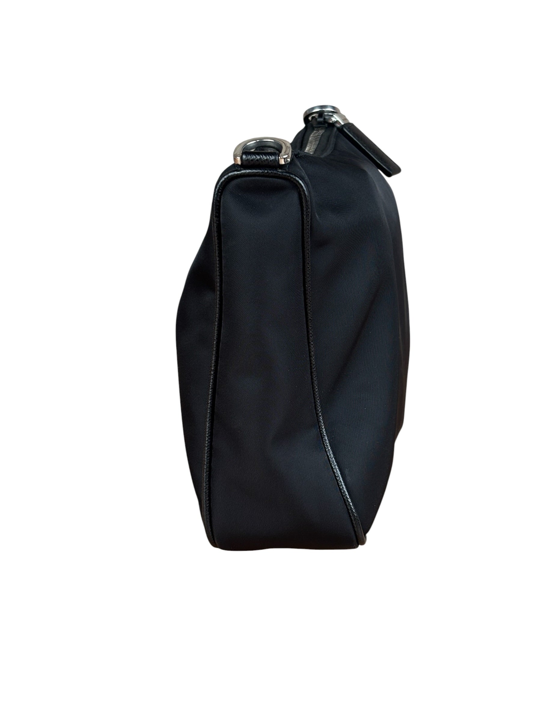 Prada Black Re-Nylon Saffiano Leather Crossbody Bag