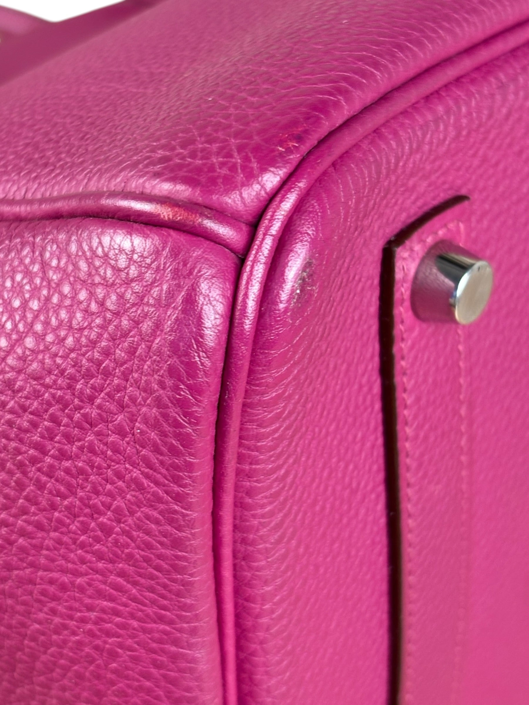 Hermes 2013 Plum Clemence Leather Palladium Birkin 35