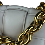 Bottega Veneta White Leather Padded Cassette Chain Bag