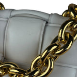 Bottega Veneta White Leather Padded Cassette Chain Bag