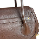 Prada Rich Brown Vitello Daino Sound Lock Satchel Shoulder Bag