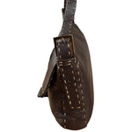 Fendi Selleria Brown Leather Stitched Baguette