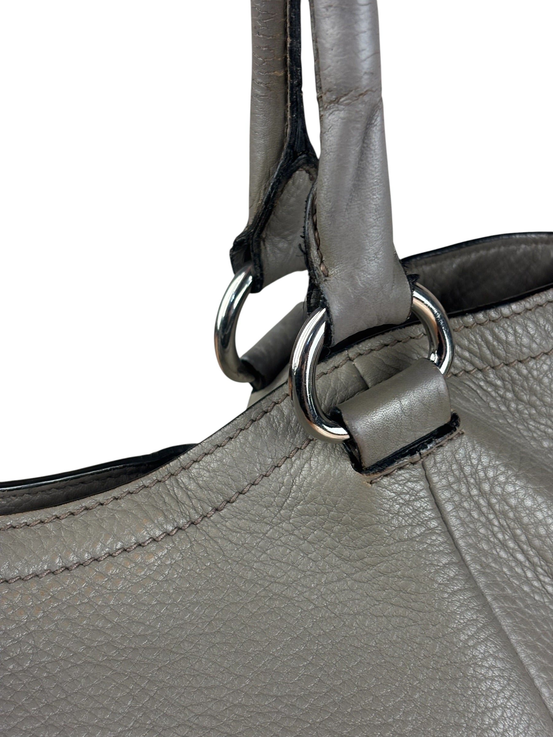 Prada Grey Vitello Daino Leather 2Way Handbag