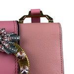 Miu Miu Pink Leather Madras Crystal Embellished Shoulder Bag