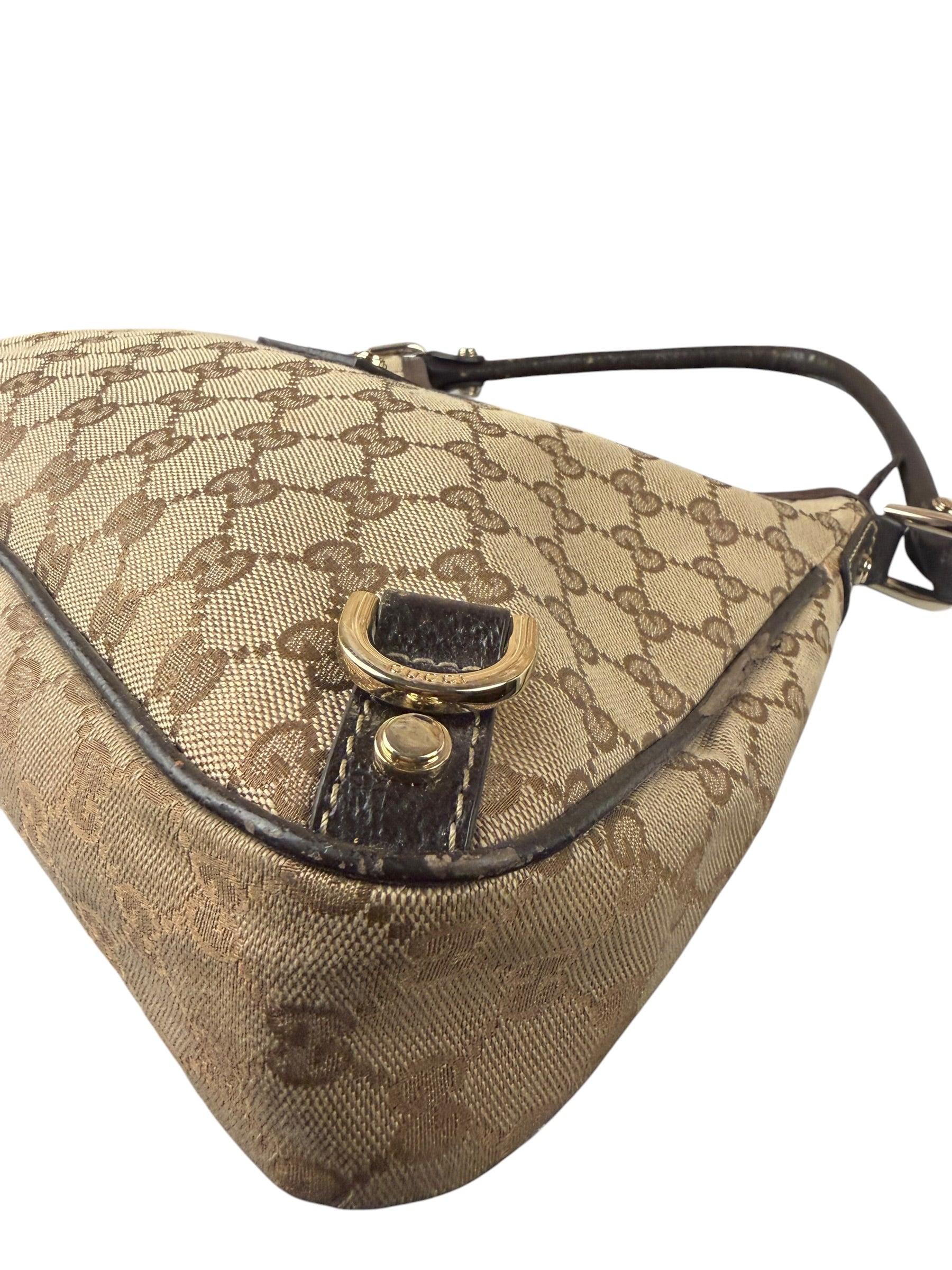 Gucci Brown Leather Trim Abbey D Ring Shoulder Bag