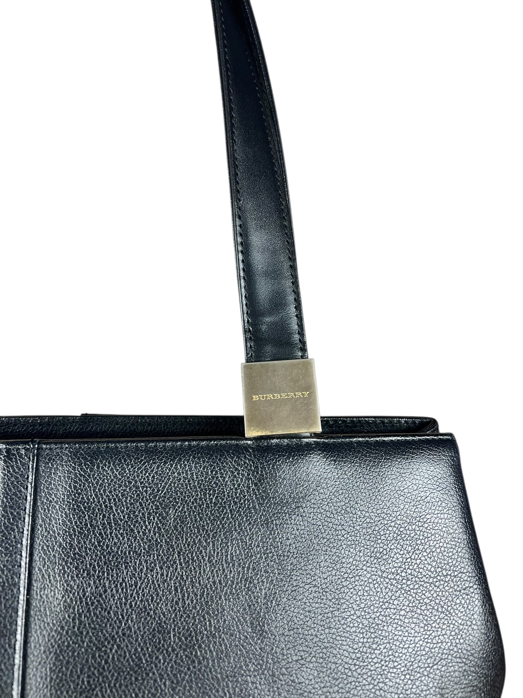 Burberry Black Leather Shoulder Tote