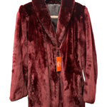 Fellini Burgundy Synthetic Faux Fur Coat