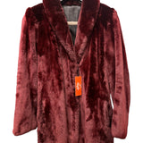 Fellini Burgundy Synthetic Faux Fur Coat