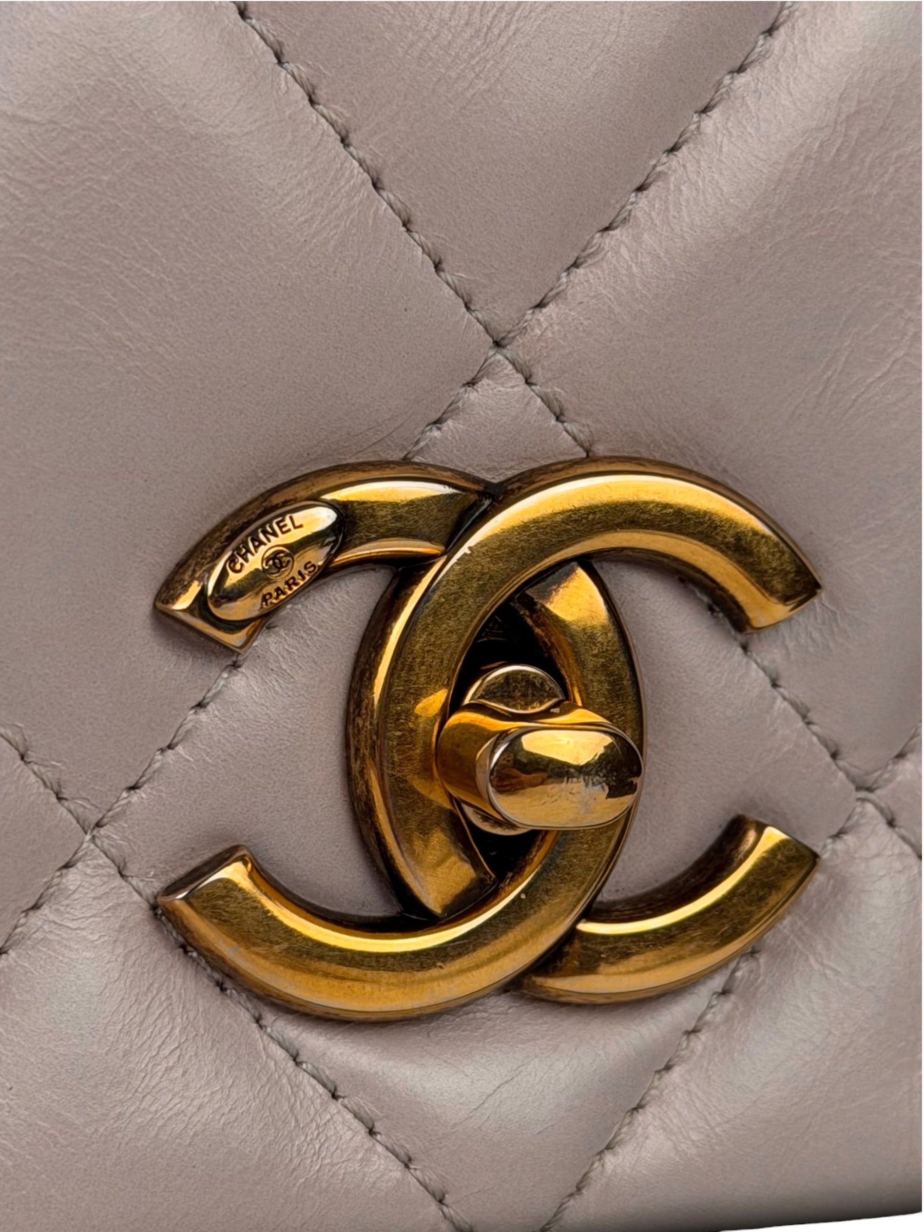 Chanel Light Lilac Calfskin Leather Quilted Flap Chain Bag