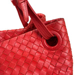 Bottega Veneta Red Leather Intrecciato Garda Woven Hobo Bag