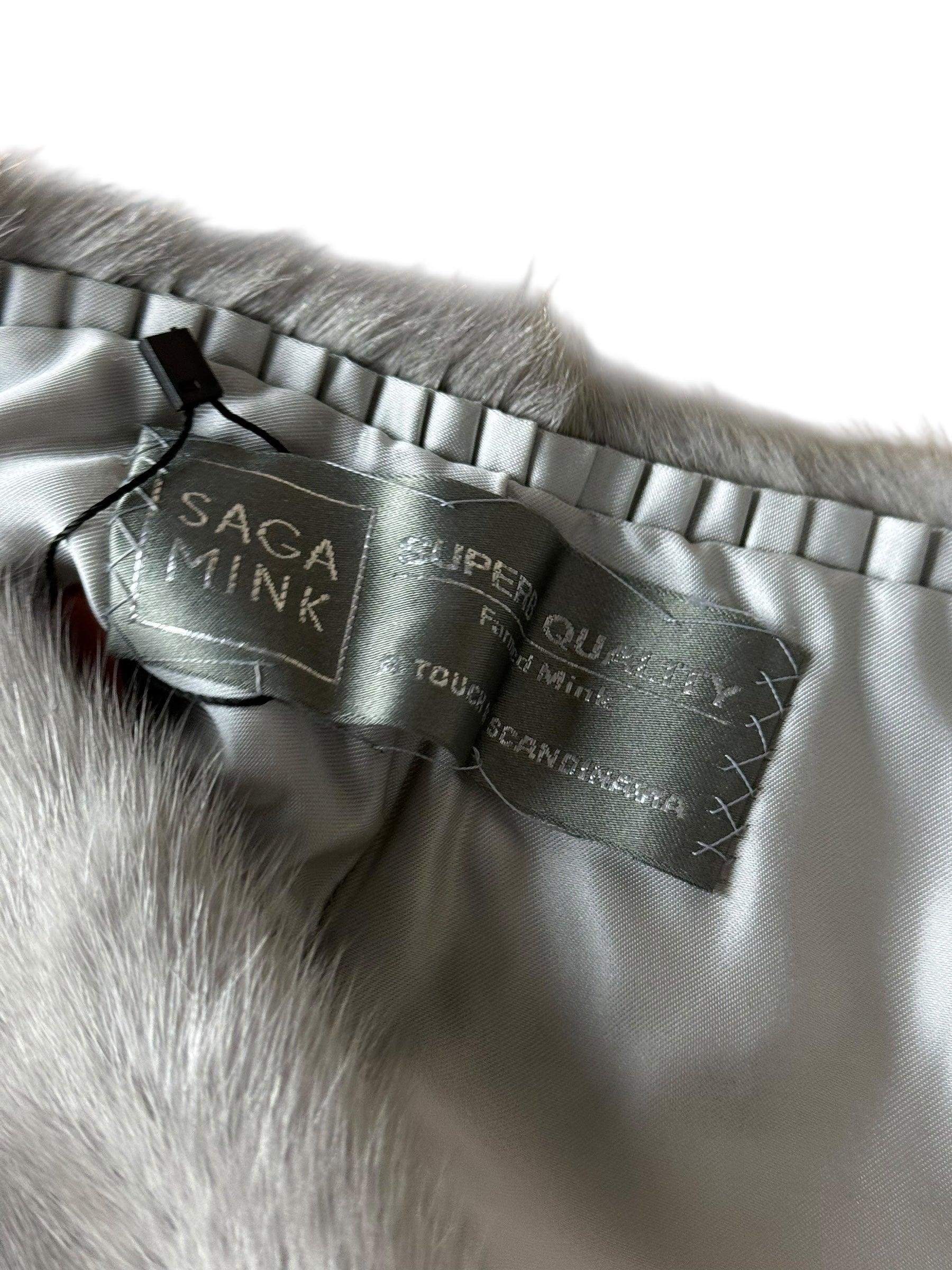 Saga Mink Vintage Grey Fur Tailed Shawl