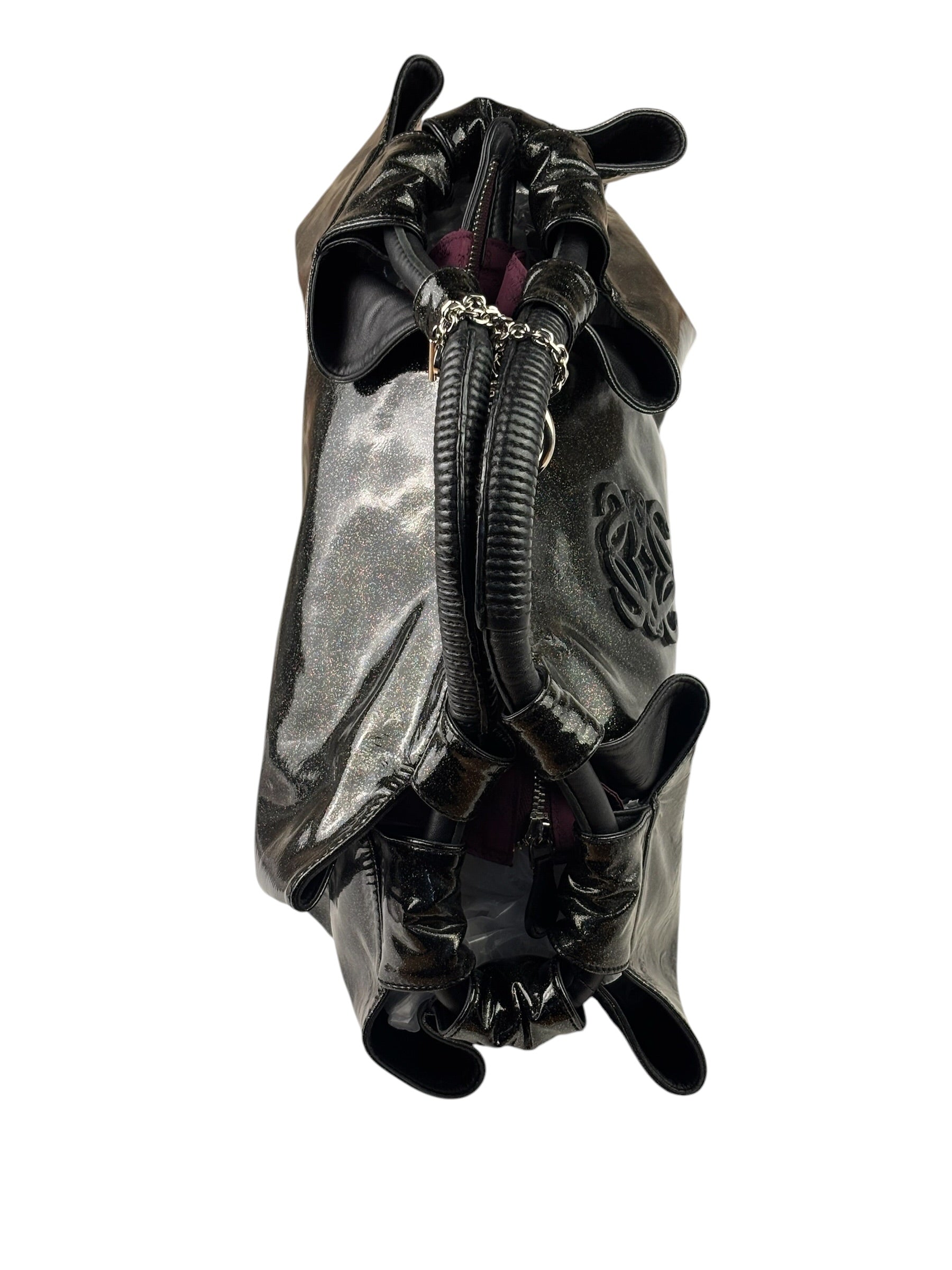 Loewe Black Patent Leather Anagram Glitter Nappa Aire Handbag
