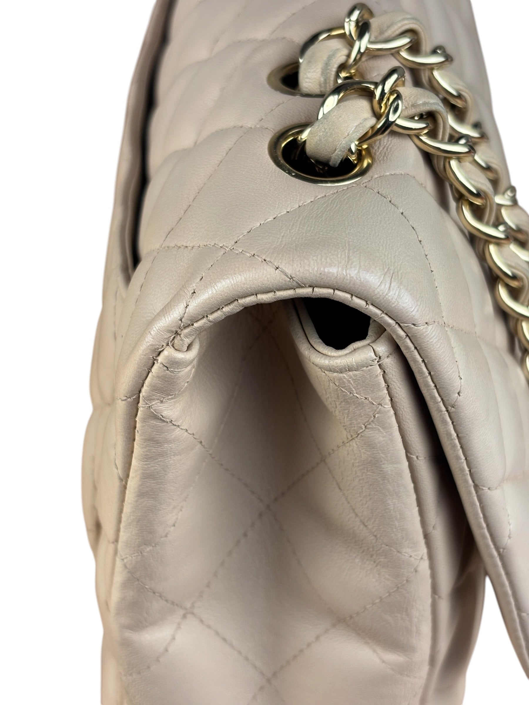 Chanel Beige Clair Jumbo Classic Flap Shoulder Bag 1990