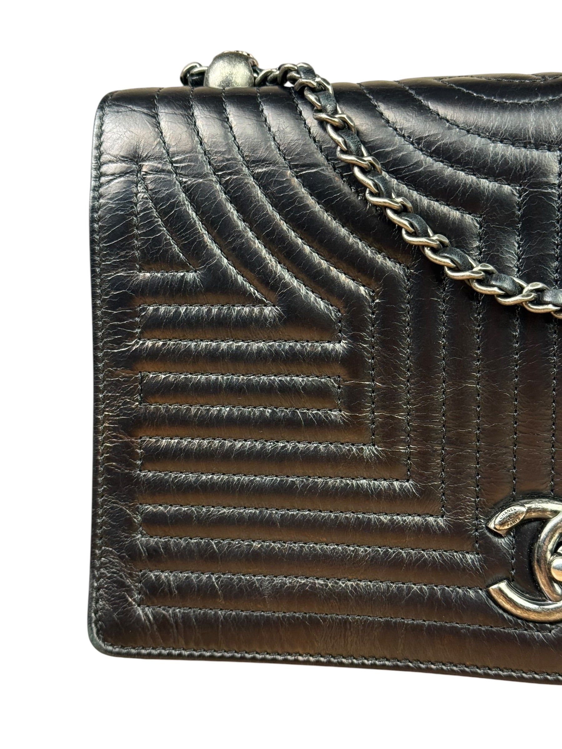 Chanel Black Leather Paris-Seoul Korean Garden Flap Bag 2015