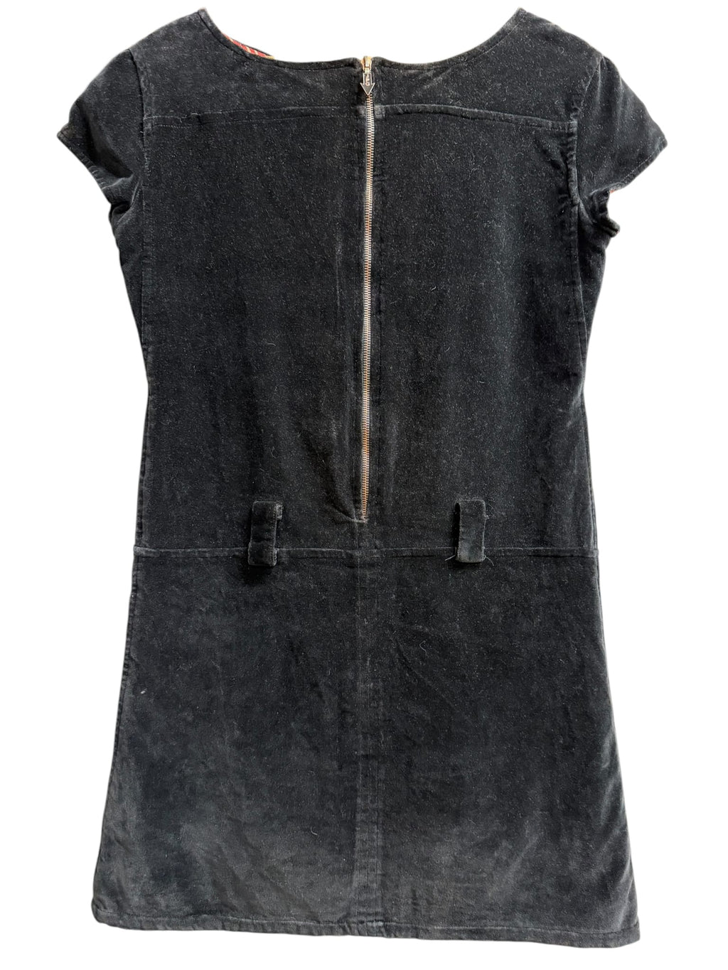 Jean Paul Gaultier Black Velour Arrow Zip Mini Dress