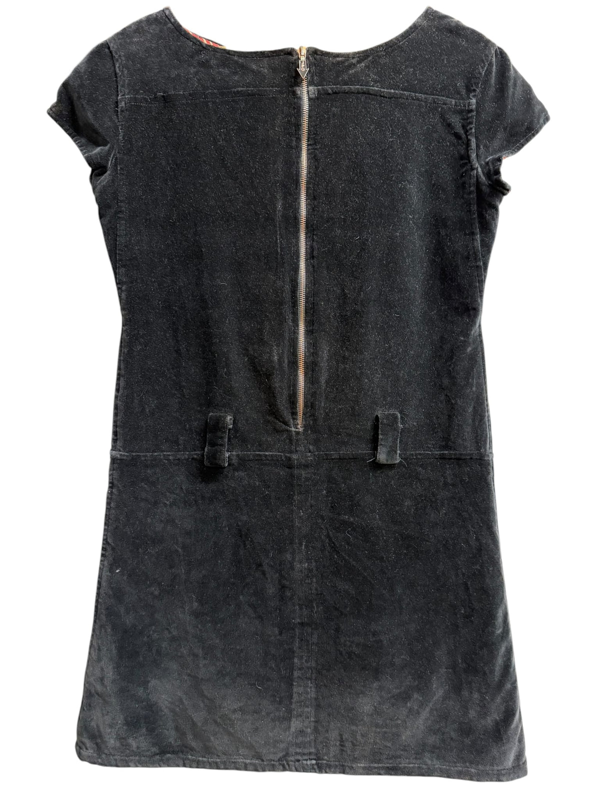 Jean Paul Gaultier Black Velour Arrow Zip Mini Dress