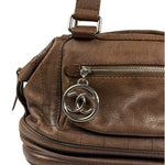 Chanel Brown Leather Essential Square Stitch Bowler Bag 2007