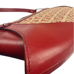 Fendi Red Leather Trim Zucca Compliation Shoulder Bag