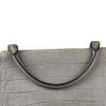 Celine Grey Suede/Leather Crocodile Embossed Trapeze Two-Way Bag