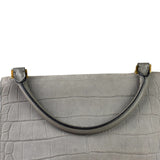 Celine Grey Suede/Leather Crocodile Embossed Trapeze Two-Way Bag