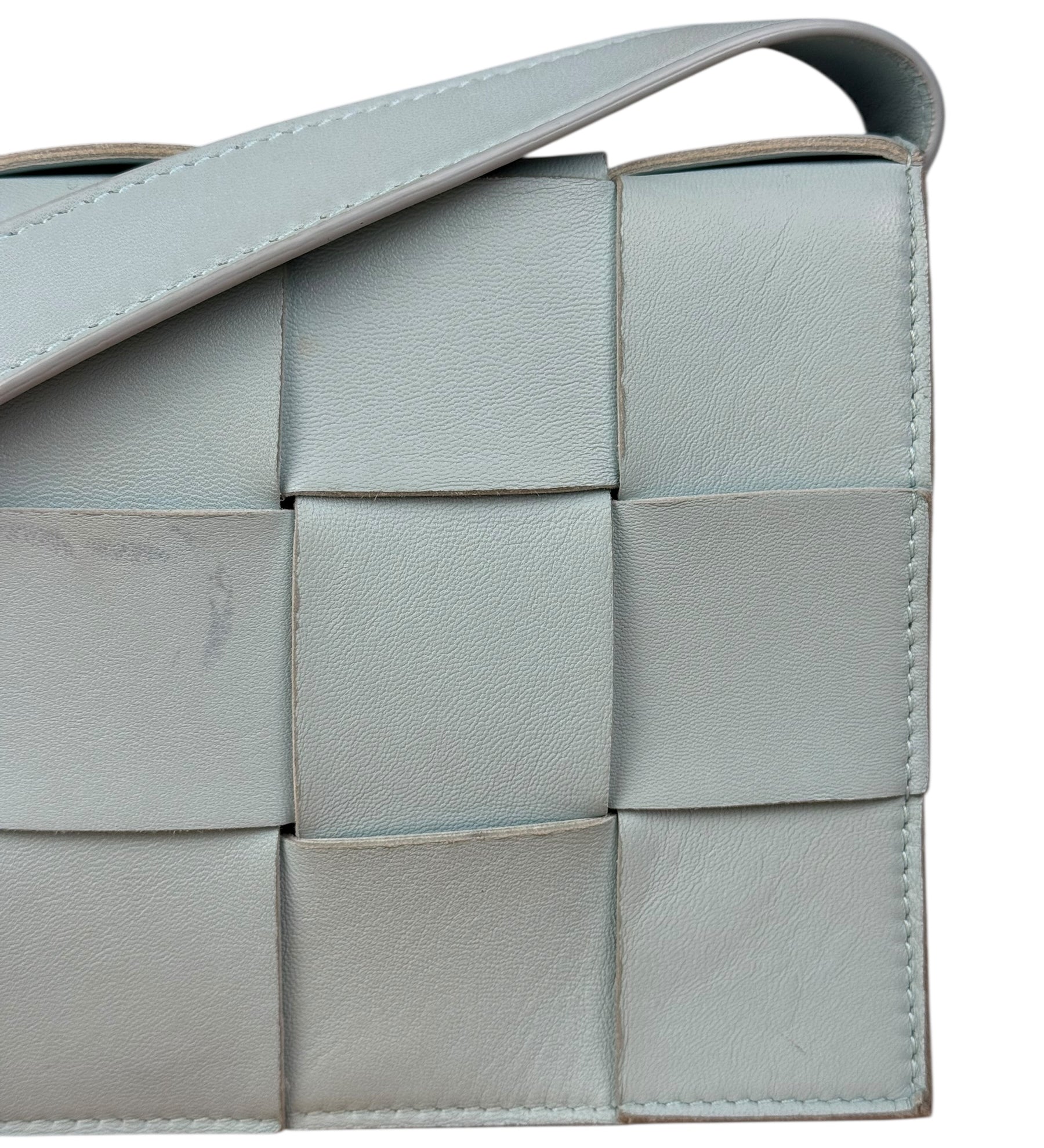 Bottega Veneta Intrecciato Leather Casette Crossbody Blue