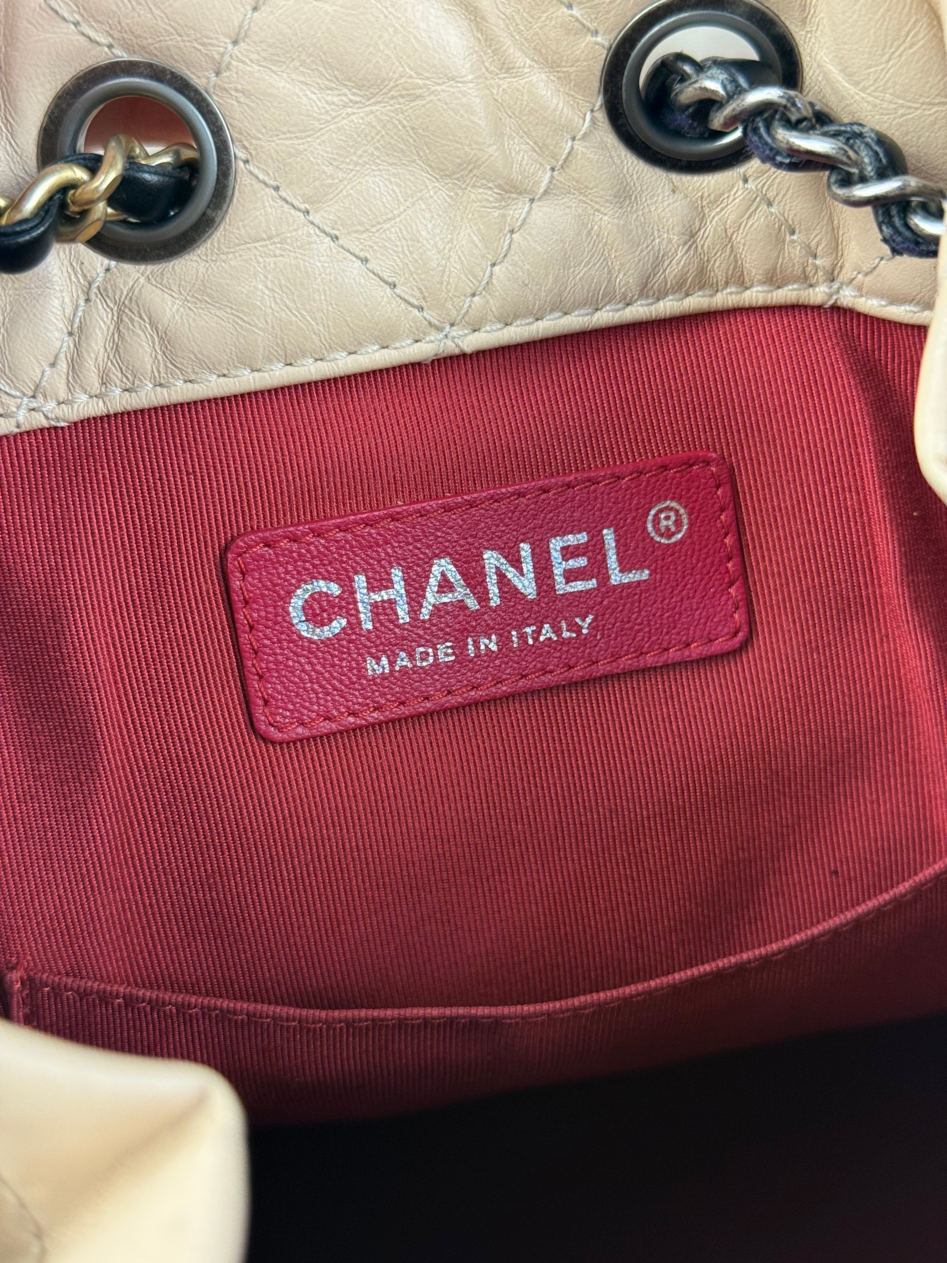 Chanel Beige Gabrielle Quilted Two-Tone Chain Backpack 2018