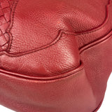 Bottega Veneta Red Leather Intrecciato Trim Hobo Bag