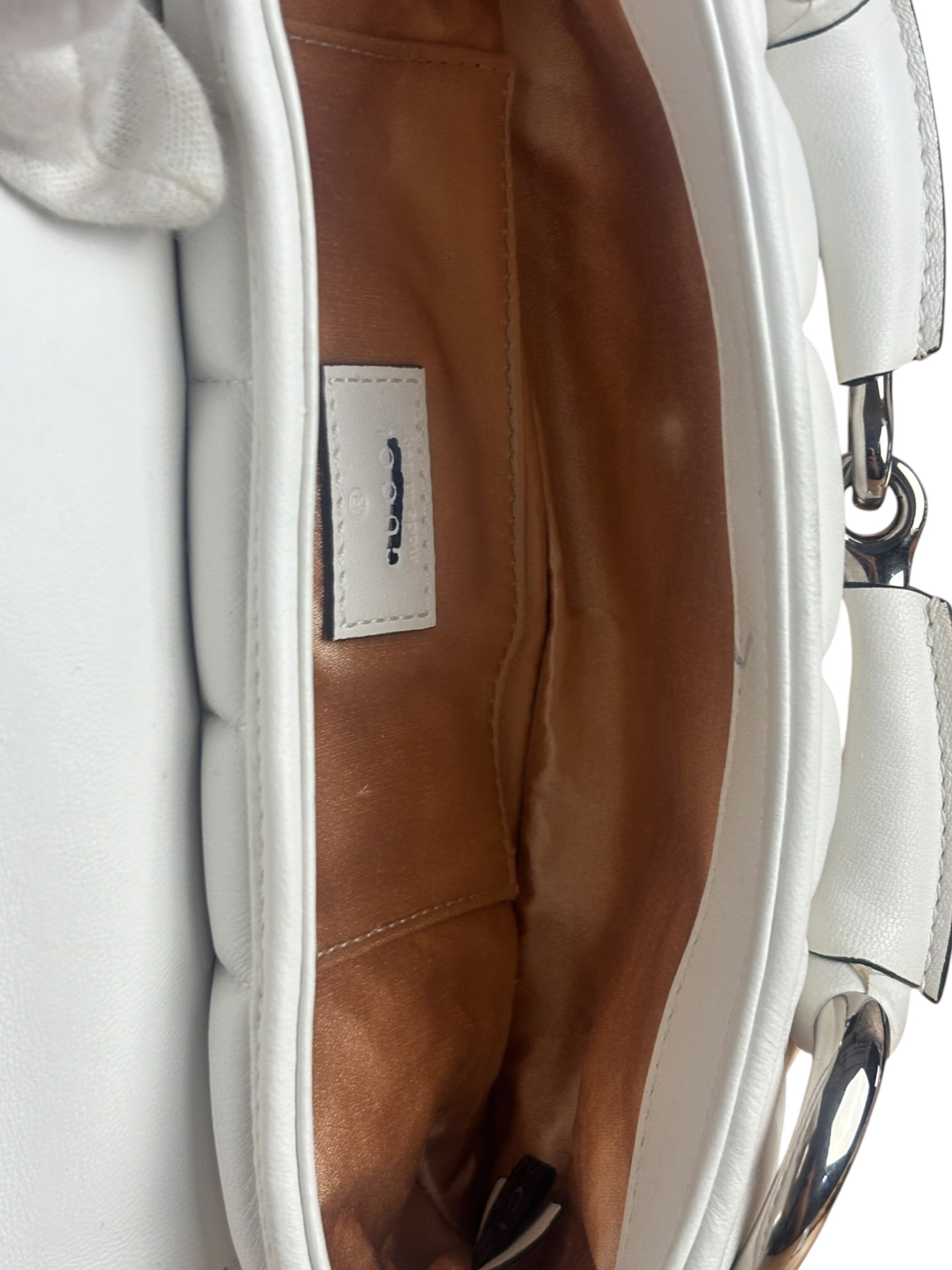 Gucci White Puffer Leather Horsebit Shoulder Bag