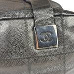 Chanel Black Quilted Leather Chocolate Bar Bowling Handbag