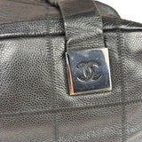 Chanel Black Quilted Leather Chocolate Bar Bowling Handbag