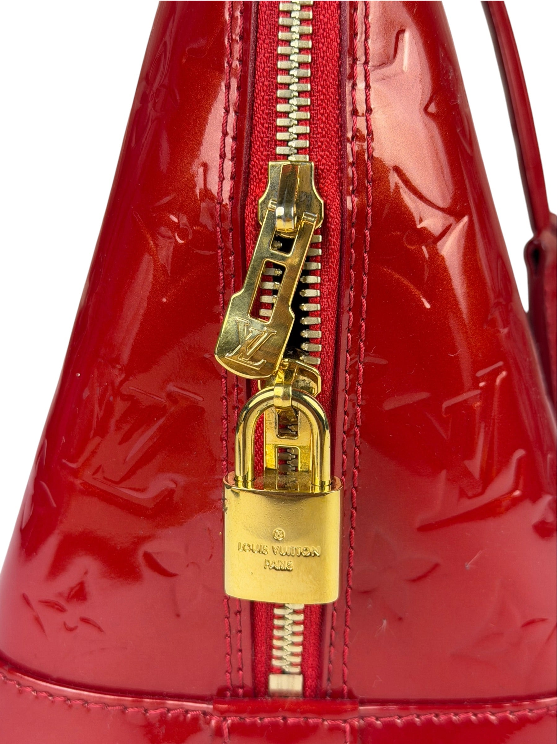 Louis Vuitton Red Vernis Alma MM Handbag