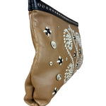Prada Vintage Camel Leather Embroidery Clutch