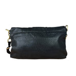Fendi Black Pebbled Leather Mia Flap Bag