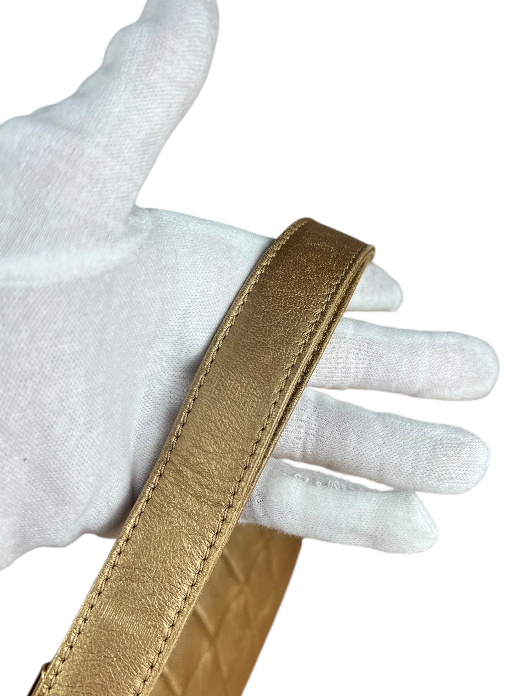 Chanel Gold Leather East West Shoulder Bag 2001