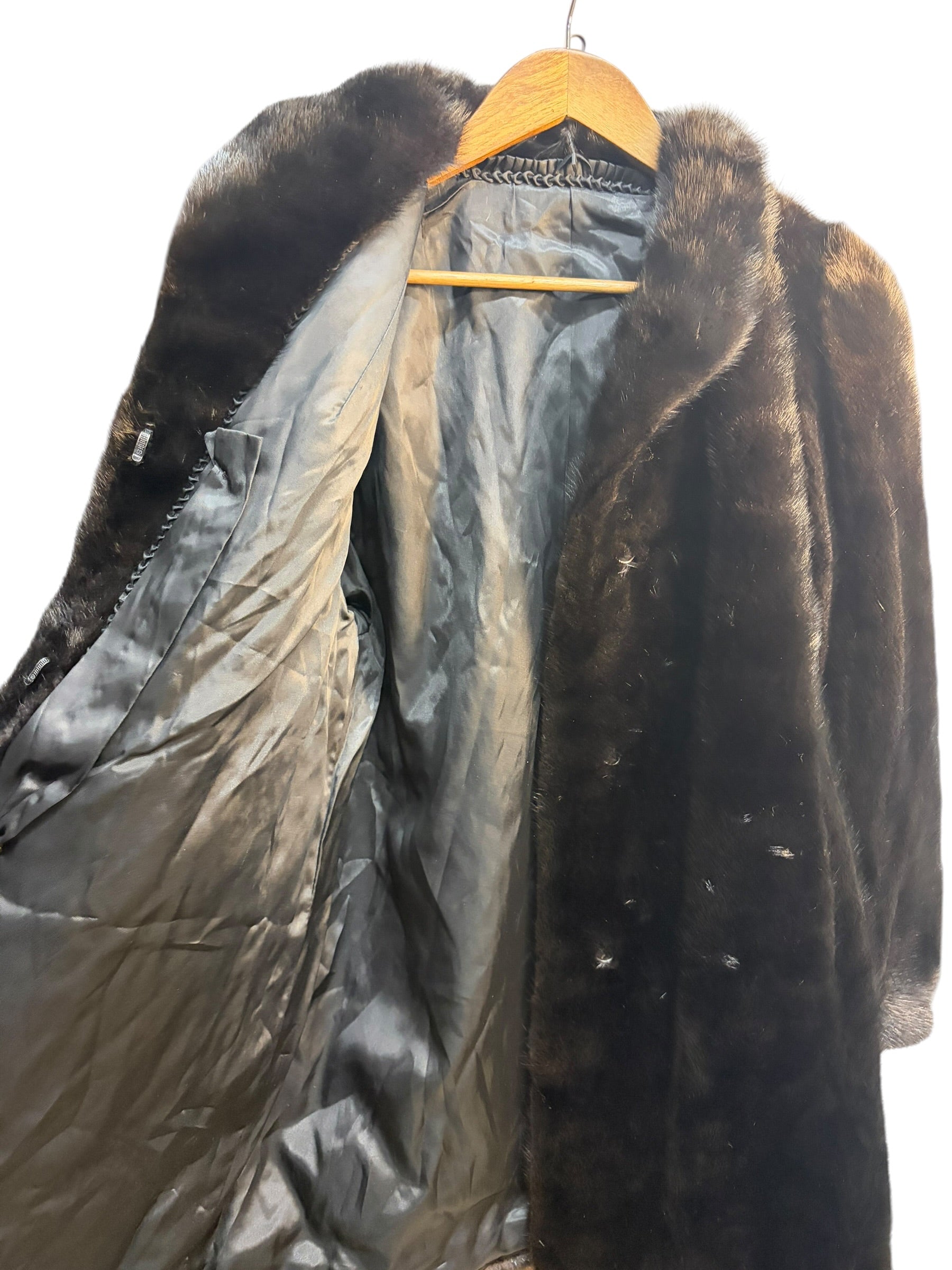 Vintage Black Mink Fur Long Coat