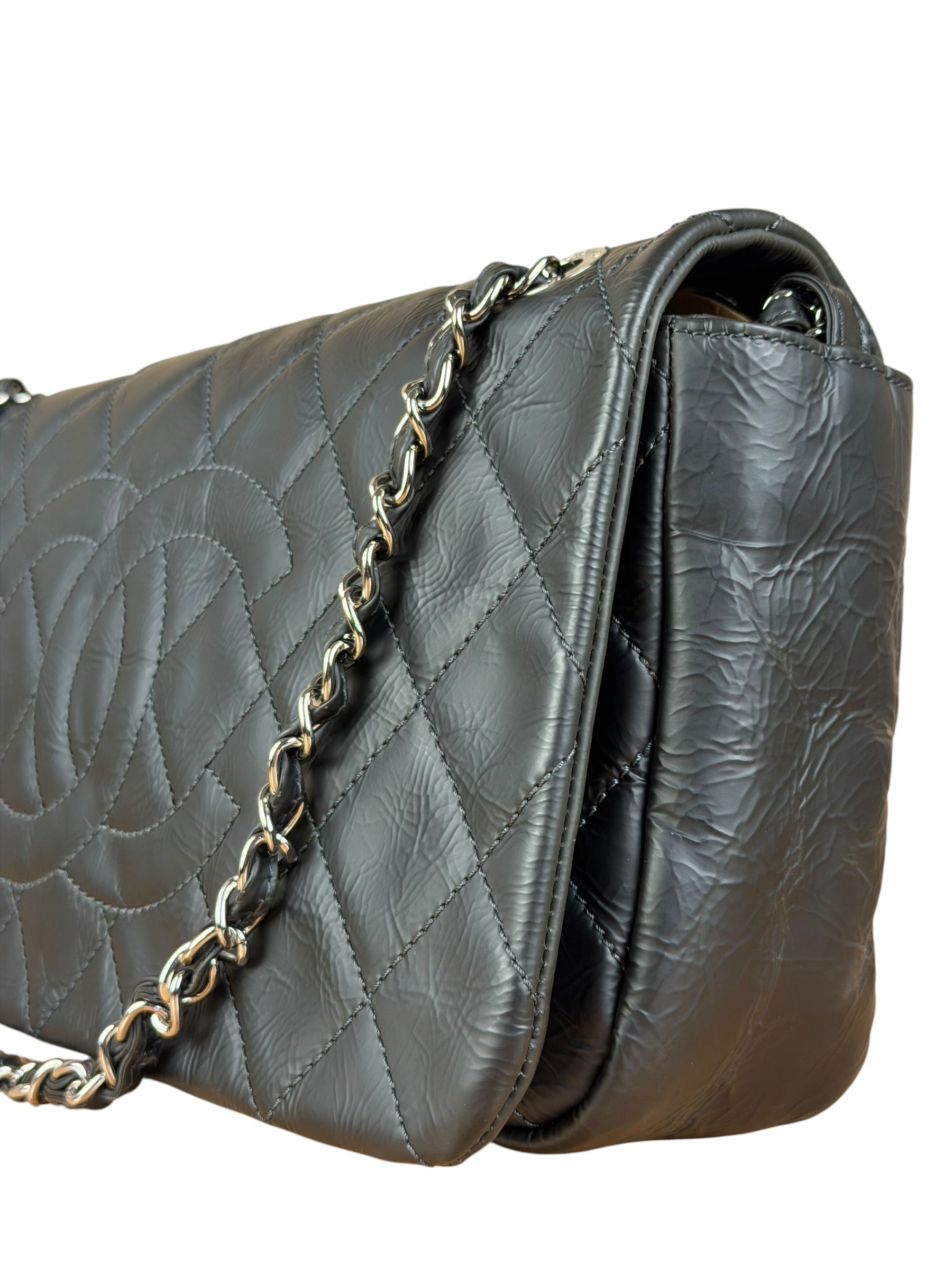 Chanel Black Leather Ultimate Stitch Single Flap Bag 2010